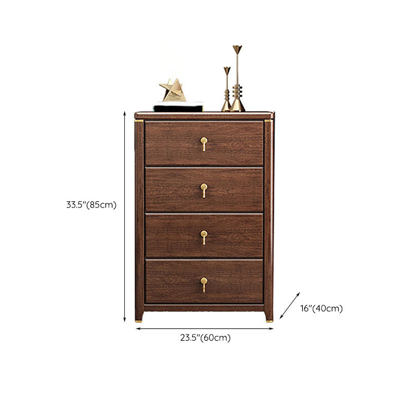 Glam Walnut Wood Storage Chest Bedroom Chest in Brown with Drawers
