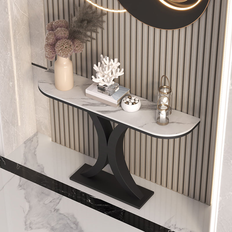 Stone Modern Console Table 1-shelf 31.5" Tall Accent Table for Hall
