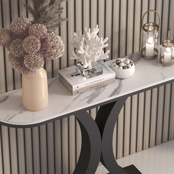 Stone Modern Console Table 1-shelf 31.5" Tall Accent Table for Hall