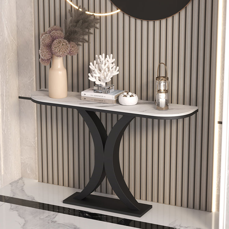 Stone Modern Console Table 1-shelf 31.5" Tall Accent Table for Hall