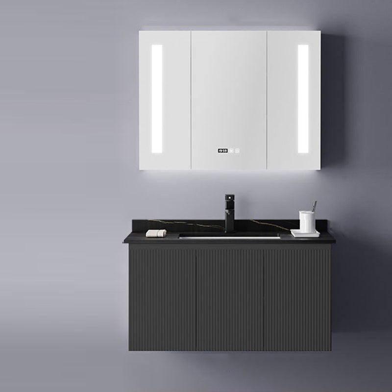 Contemporary Bathroom Sink Cabinet Wall-Mounted Mirror Cabinet Vanity Cabinet in Black