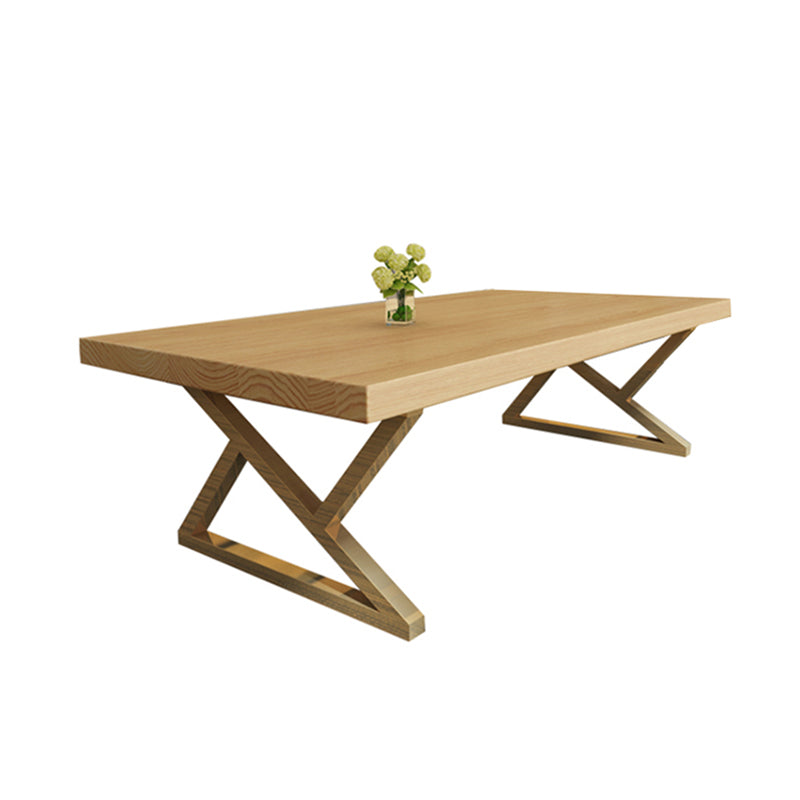 Rectangle Wood Color Dining Table Pine Solid Wood Table Glam for Dining Room