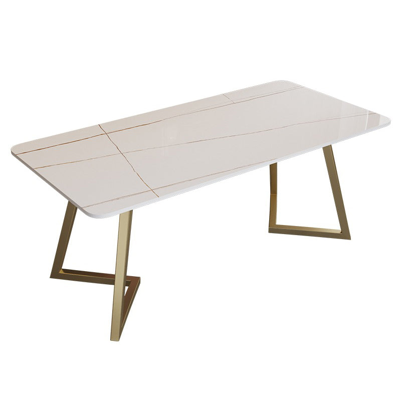 Modern 1/2/5/7 Pieces Furniture Stone Rectangle Dining Room Table Set in White