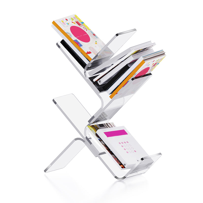 Contemporary Acrylic Bookshelf Standard Clear Open Back Bookcase