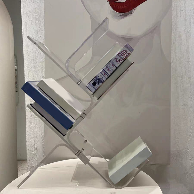 Contemporary Acrylic Bookshelf Standard Clear Open Back Bookcase
