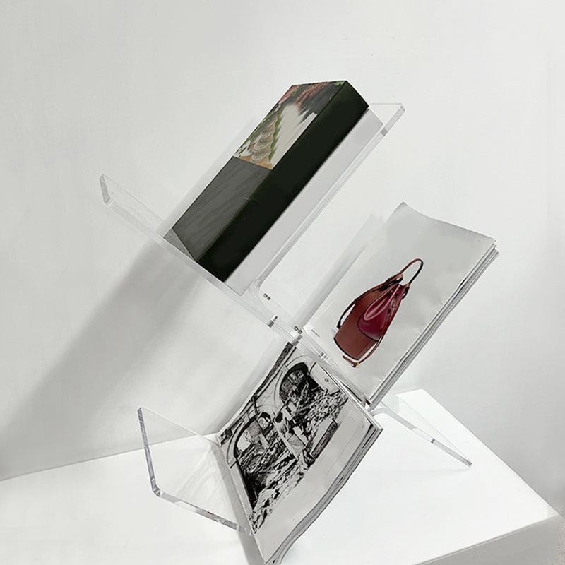 Contemporary Acrylic Bookshelf Standard Clear Open Back Bookcase