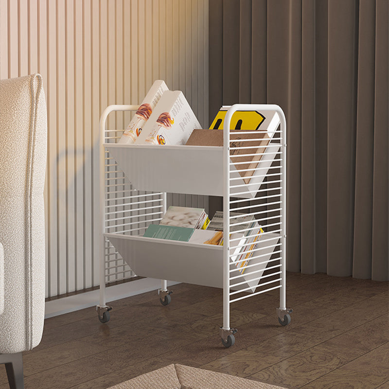 Glam Open Back Bookshelf Standard Metal 2 Shelves Bookcase for Home Office