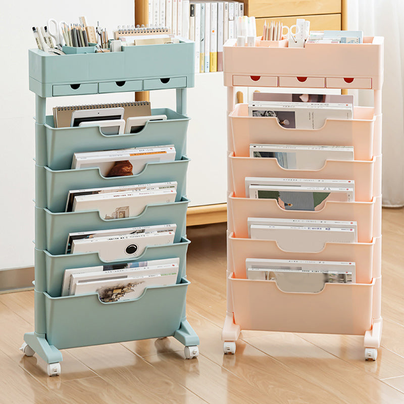 Contemporary Plastic Bookcase Standard Open Back Bookshelf for Office