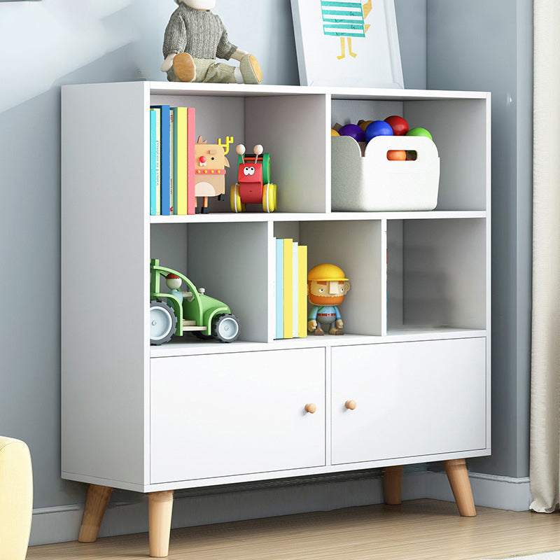 Scandinavian Standard Bookcase Engineered Wood Bookshelf with Cabinets