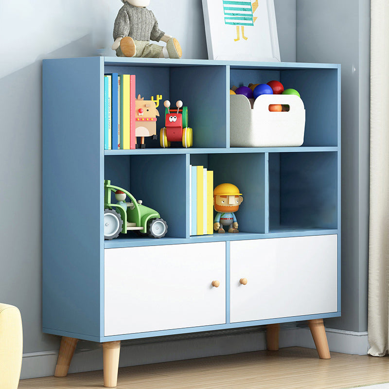 Scandinavian Standard Bookcase Engineered Wood Bookshelf with Cabinets