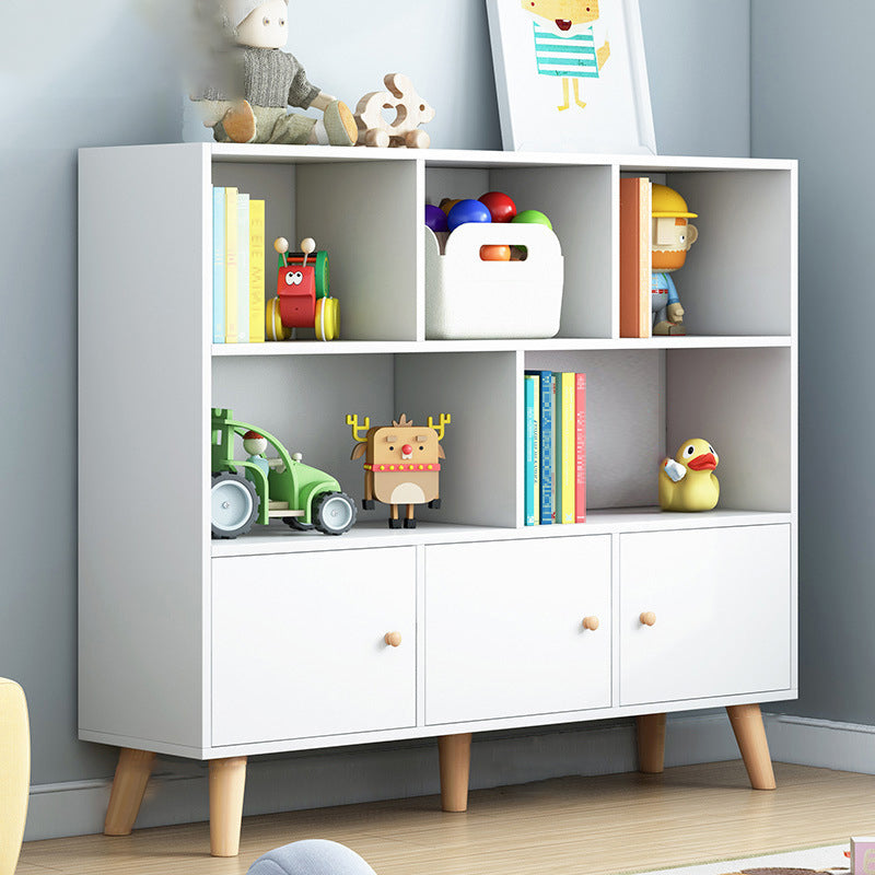 Scandinavian Standard Bookcase Engineered Wood Bookshelf with Cabinets