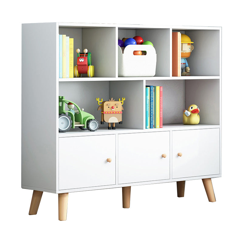 Scandinavian Standard Bookcase Engineered Wood Bookshelf with Cabinets