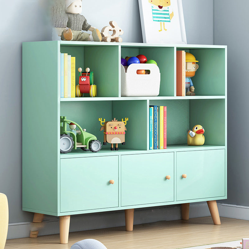 Scandinavian Standard Bookcase Engineered Wood Bookshelf with Cabinets