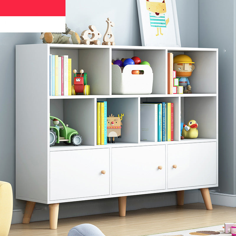 Scandinavian Standard Bookcase Engineered Wood Bookshelf with Cabinets