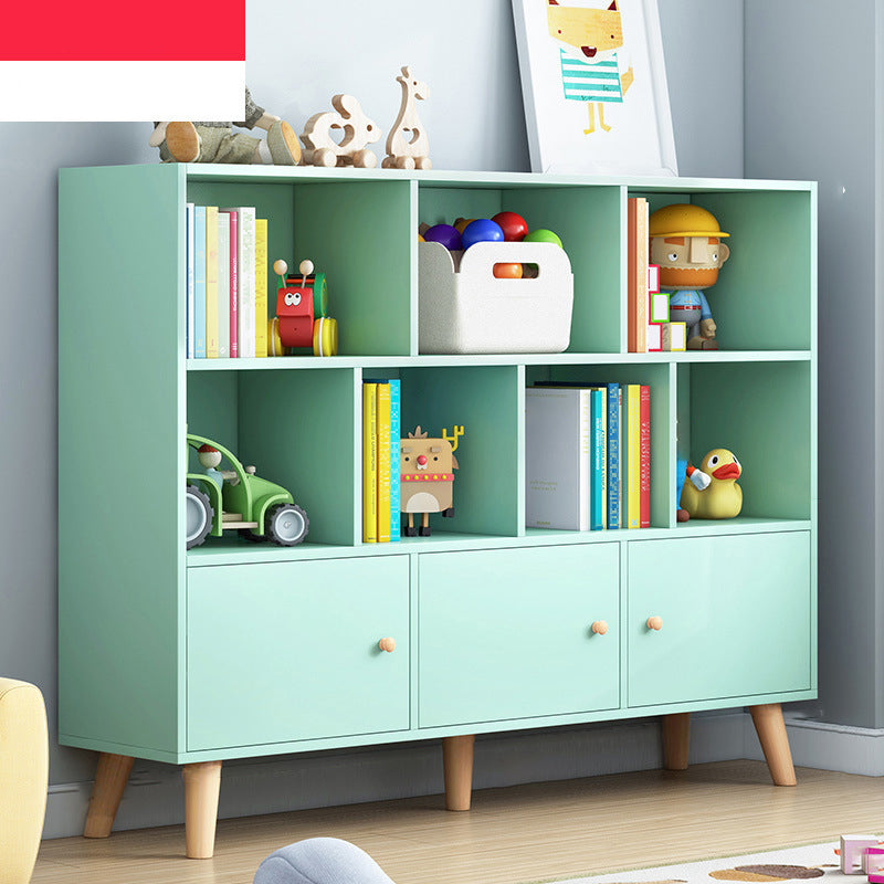 Scandinavian Standard Bookcase Engineered Wood Bookshelf with Cabinets