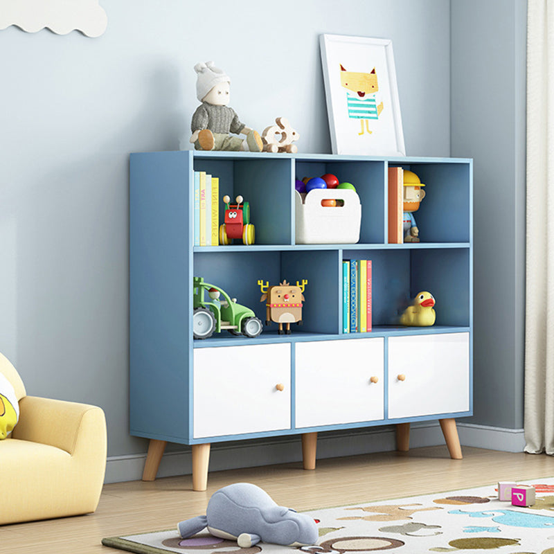 Scandinavian Standard Bookcase Engineered Wood Bookshelf with Cabinets