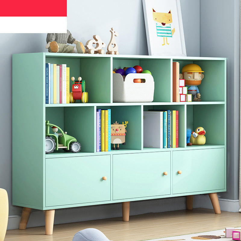 Scandinavian Standard Bookcase Engineered Wood Bookshelf with Cabinets