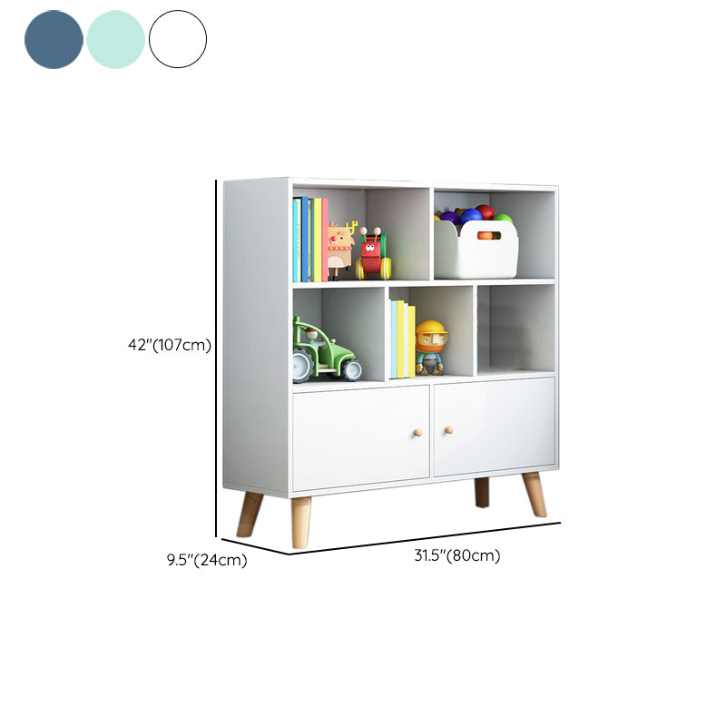 Scandinavian Standard Bookcase Engineered Wood Bookshelf with Cabinets