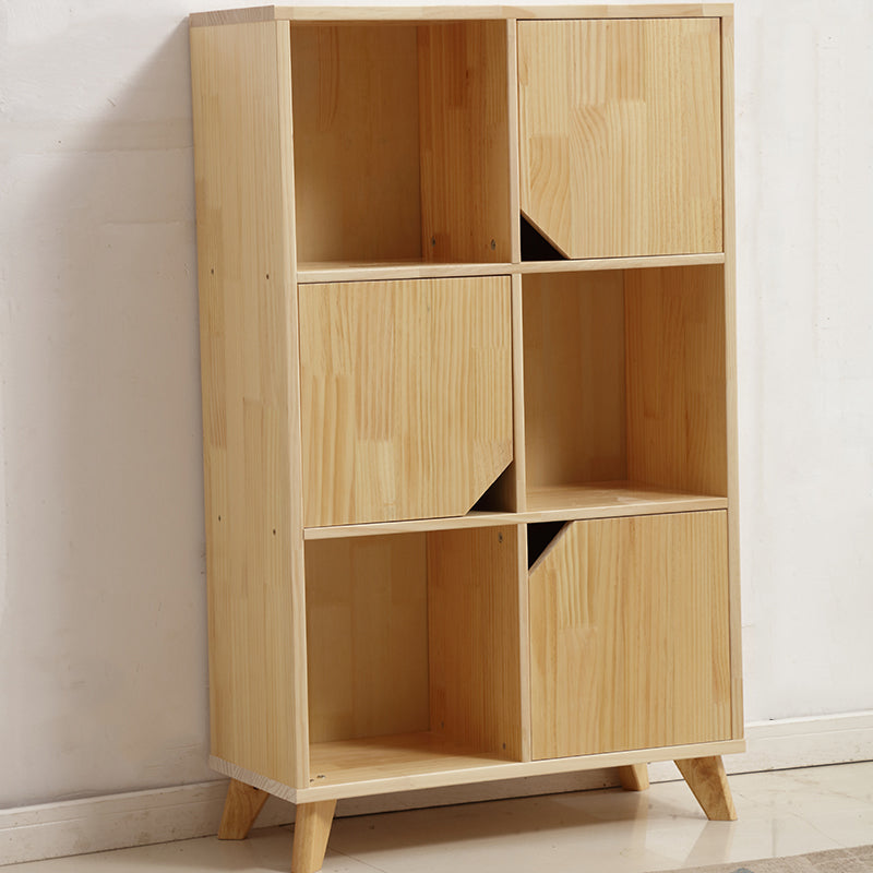 Modern Standard Wooden Bookshelf Closed Back Natural Bookcase with Shelves
