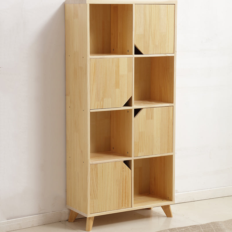 Modern Standard Wooden Bookshelf Closed Back Natural Bookcase with Shelves
