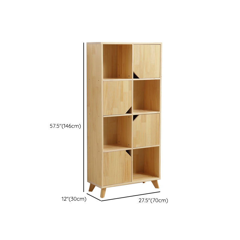Modern Standard Wooden Bookshelf Closed Back Natural Bookcase with Shelves