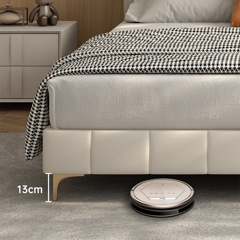 Upholstered Headboard Standard Bed Solid Wood Slat Bed in White