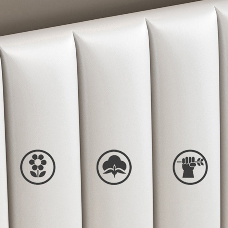 Glam White Panel Bed Upholstered Headboard Standard Bed 60"W x 80"L