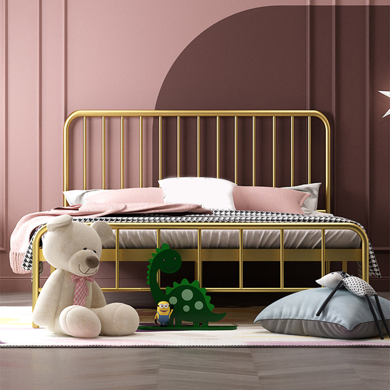 Glam Iron Bed with Rectangle Open-Frame Headboard Open-Frame Bed