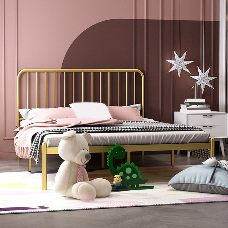 Glam Iron Bed with Rectangle Open-Frame Headboard Open-Frame Bed