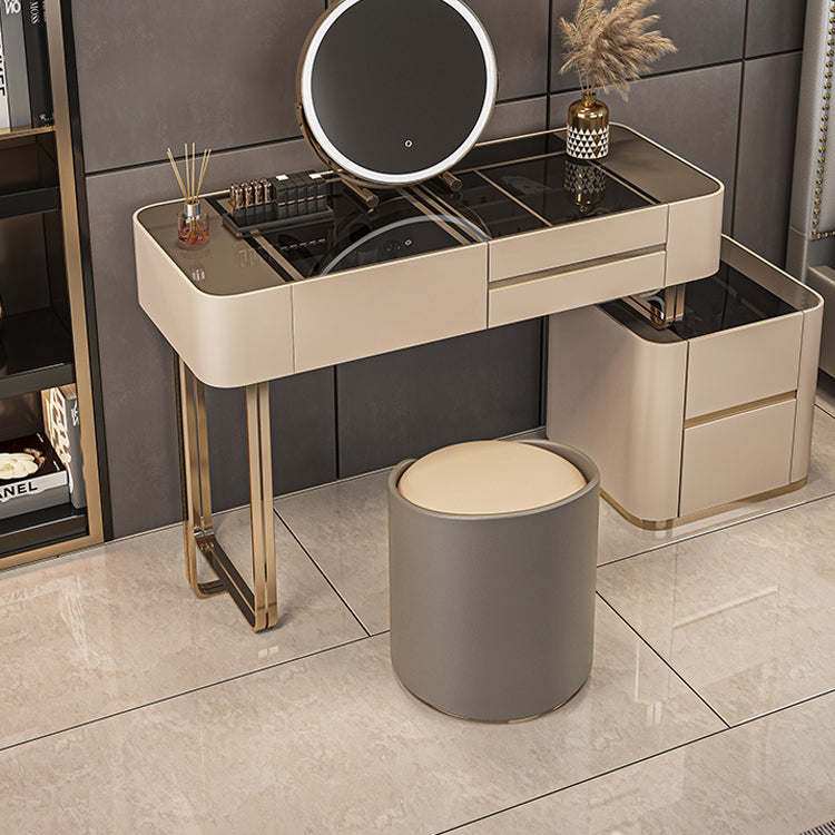 Luxurious Wood and Metal Make-up Vanity 5 Drawers & Lighted Mirror Dressing Table