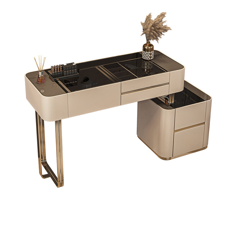 Luxurious Wood and Metal Make-up Vanity 5 Drawers & Lighted Mirror Dressing Table