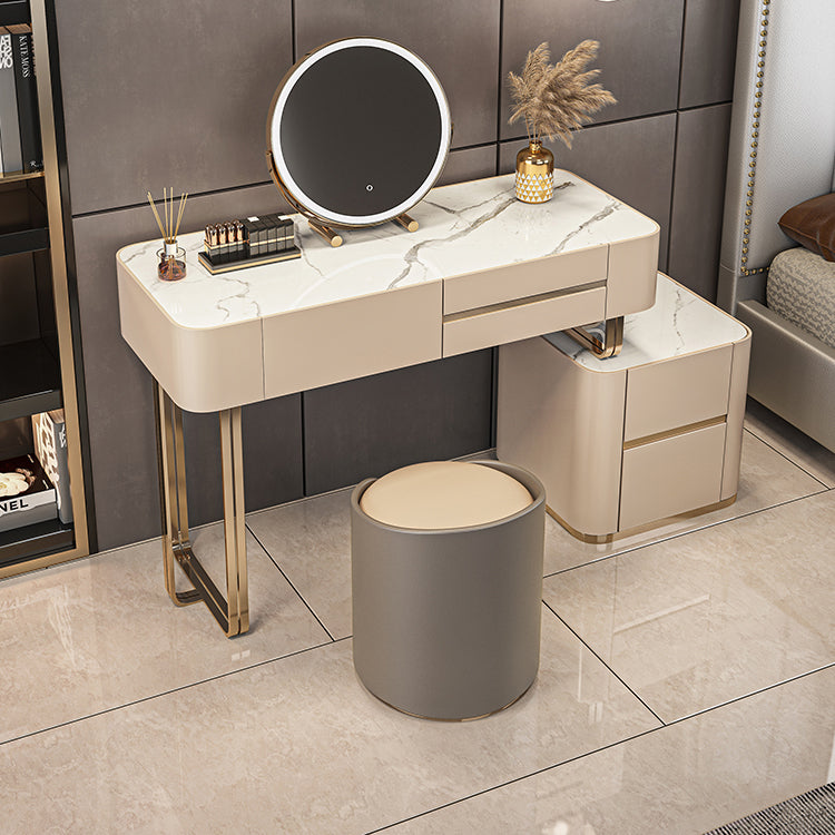 Luxurious Wood and Metal Make-up Vanity 5 Drawers & Lighted Mirror Dressing Table