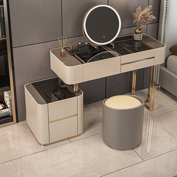 Luxurious Wood and Metal Make-up Vanity 5 Drawers & Lighted Mirror Dressing Table