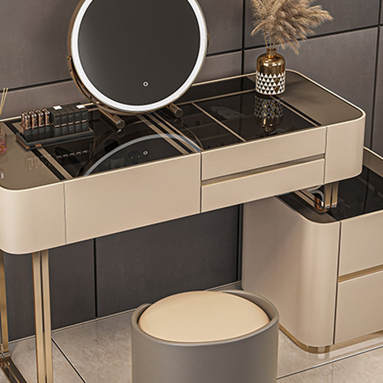 Luxurious Wood and Metal Make-up Vanity 5 Drawers & Lighted Mirror Dressing Table