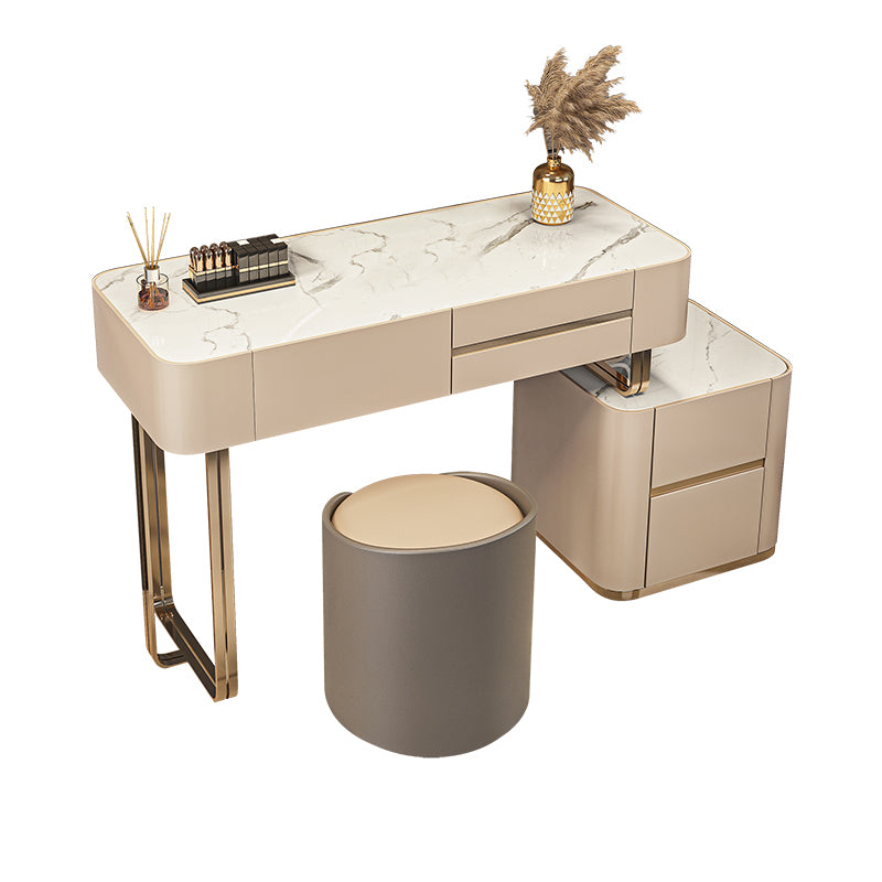 Luxurious Wood and Metal Make-up Vanity 5 Drawers & Lighted Mirror Dressing Table