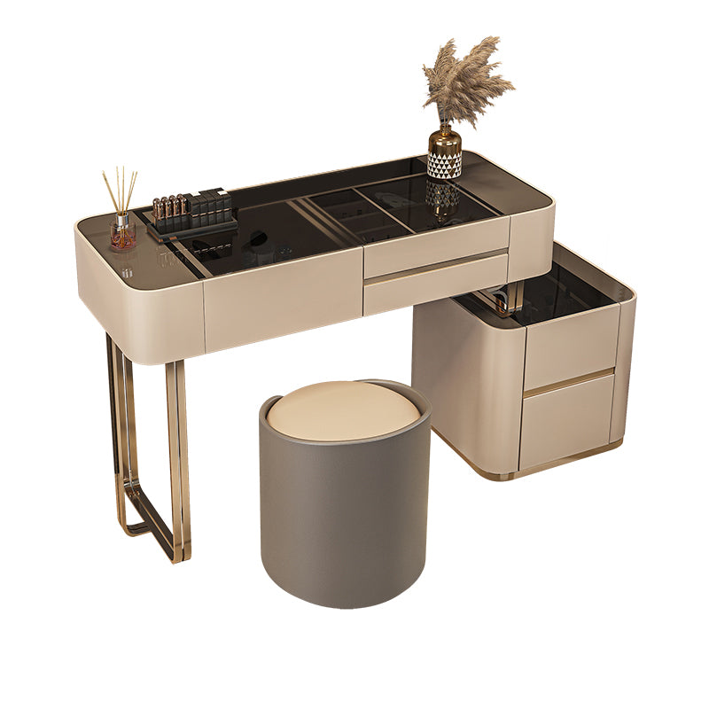 Luxurious Wood and Metal Make-up Vanity 5 Drawers & Lighted Mirror Dressing Table