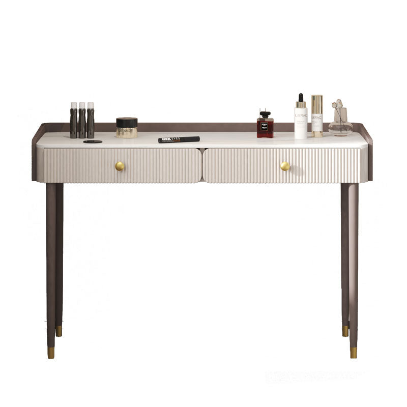 Stone Top Vanity Table 2/4 Storage Drawers Dressing Table with Mirror & Padded Stool