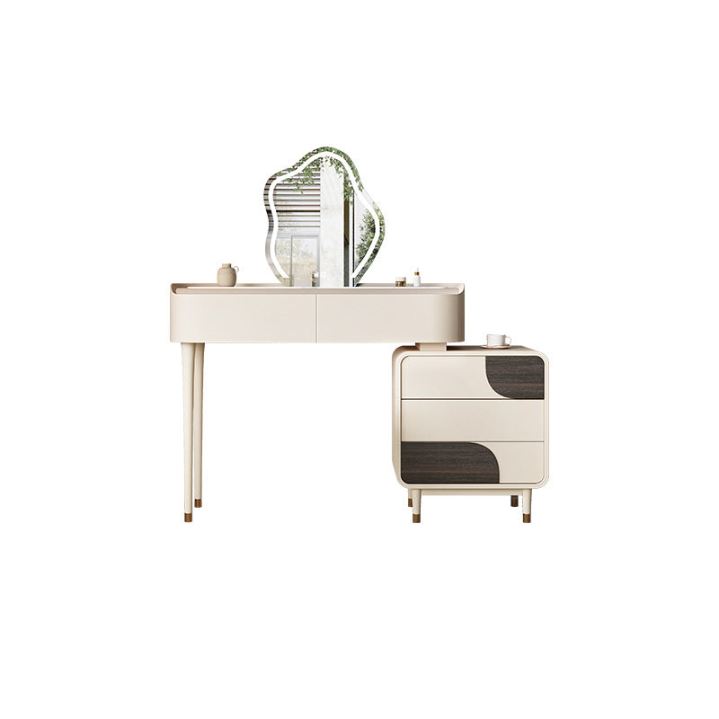 White Wooden Make-up 15.74" Wide Vanity Makeup Vanity Desk Table with 2/5 Drawers