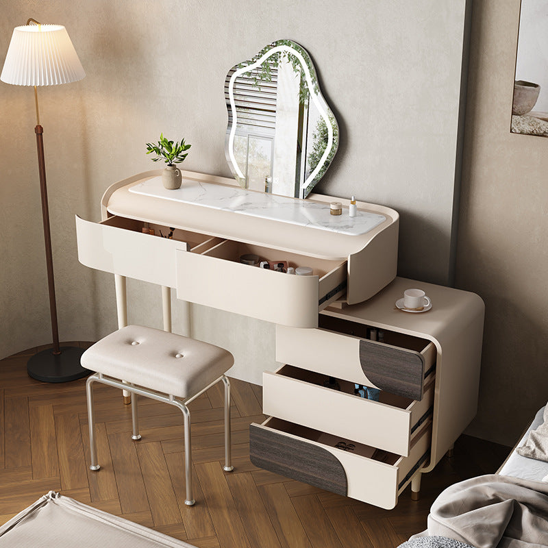 White Wooden Make-up 15.74" Wide Vanity Makeup Vanity Desk Table with 2/5 Drawers