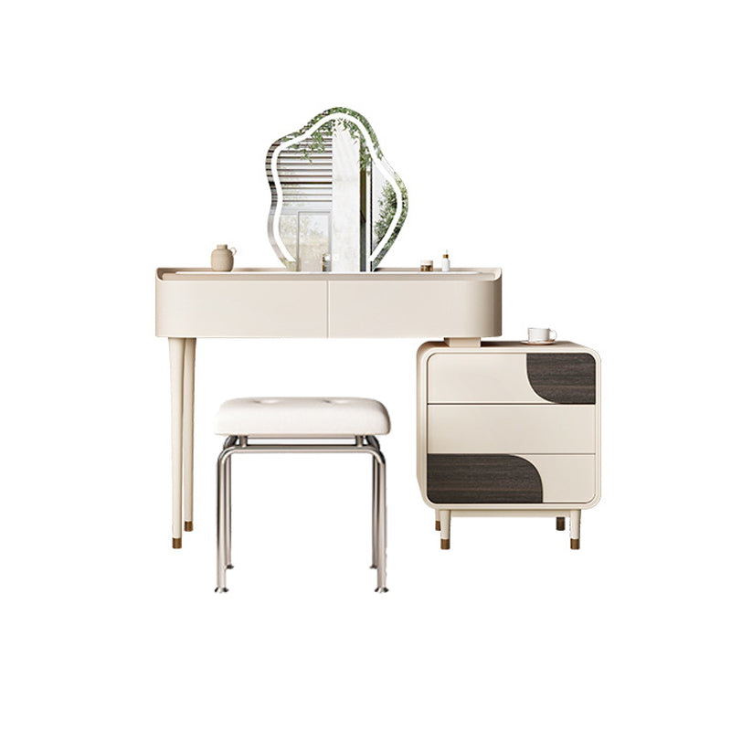 White Wooden Make-up 15.74" Wide Vanity Makeup Vanity Desk Table with 2/5 Drawers