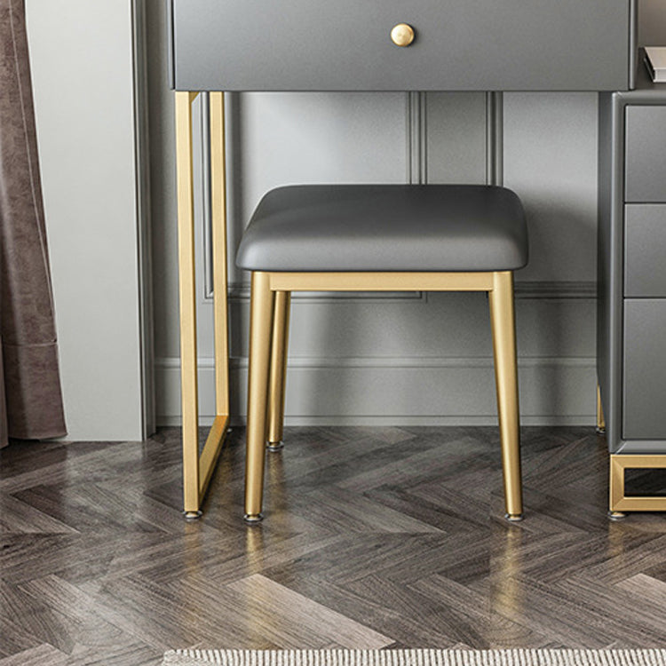 Glam Slate Top Vanity Table with 4 Drawer Dressing Table in Grey