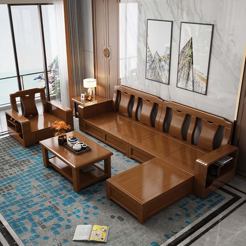 68"W Contemporary Sectional Sofa Fabric Sectional with Bostol Pillows