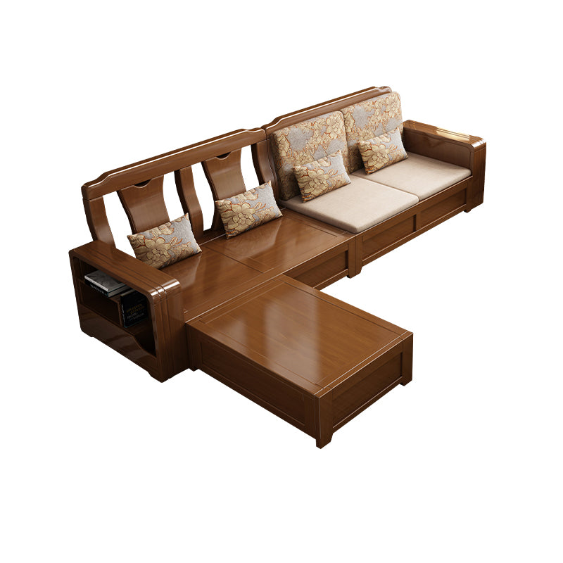 68"W Contemporary Sectional Sofa Fabric Sectional with Bostol Pillows