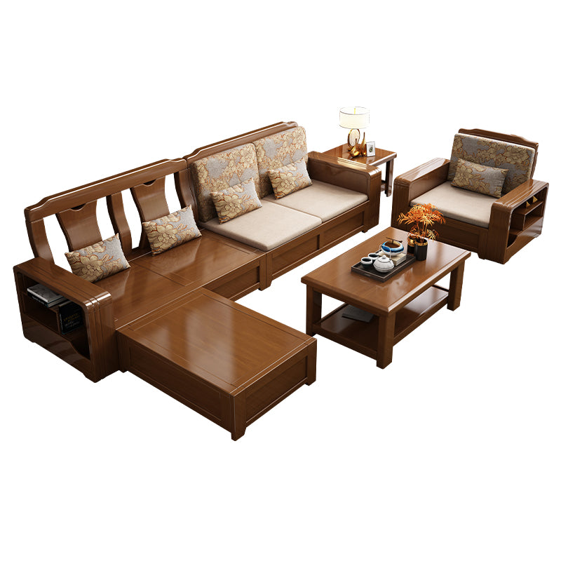 68"W Contemporary Sectional Sofa Fabric Sectional with Bostol Pillows