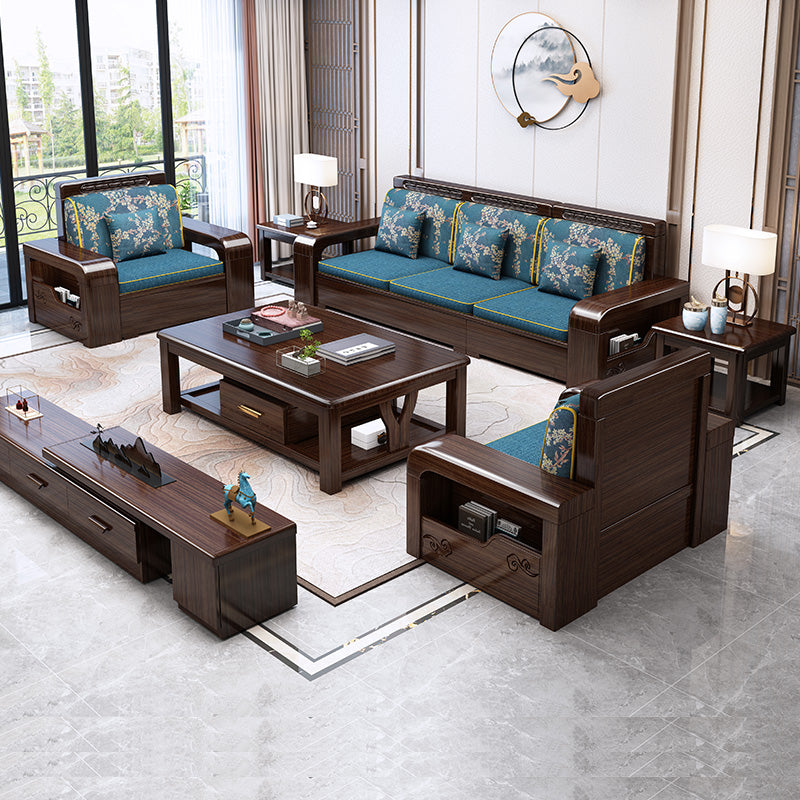 37"H Contemporary Sectional Sofa Storage Fabric Sectional with Bostol Pillows