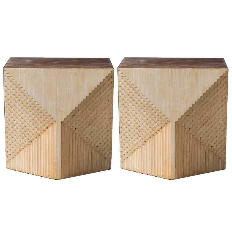 Wood 23.62-inch Rustic Side Table Natural End Table in Distressed Finish