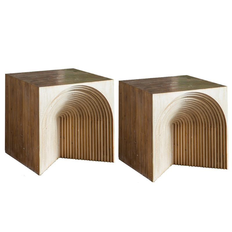 Wood 23.62-inch Rustic Side Table Natural End Table in Distressed Finish