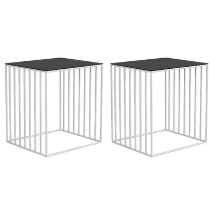 Mid-Century Metal Frame Rectangular Metal Wrap Living Room Side Table