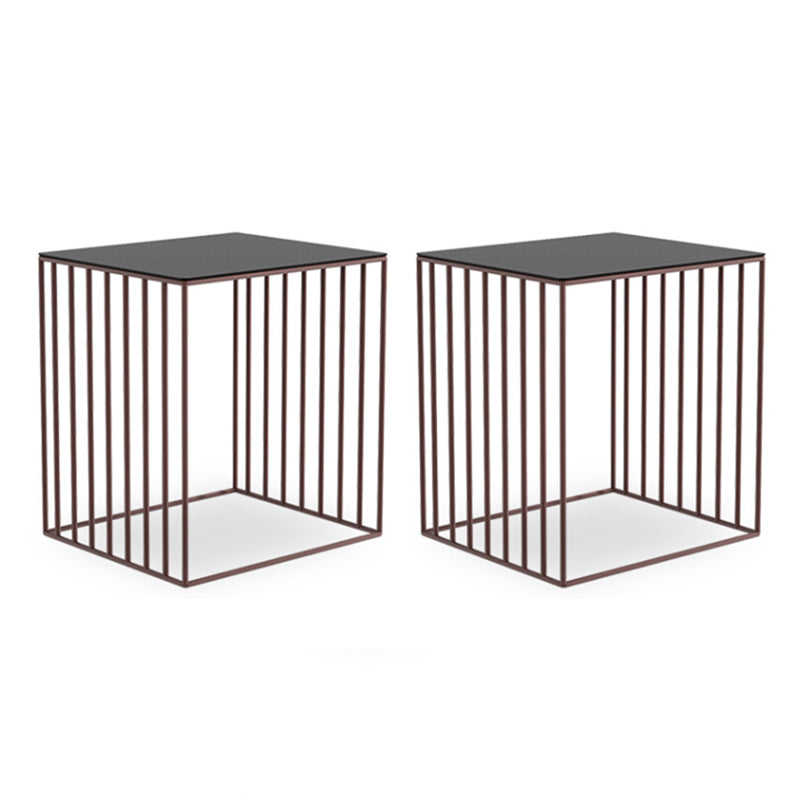 Mid-Century Metal Frame Rectangular Metal Wrap Living Room Side Table