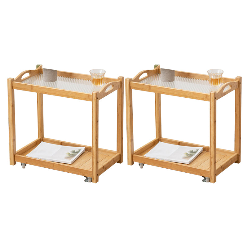 Contemporary Solid Wood with Shelf Rectangular Double Tier Side Table